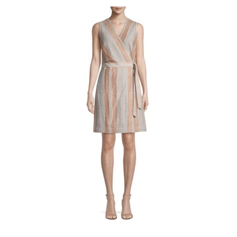 Lafayette 148 New York Oaklyn StripedLinen Jumpsuit Size M
